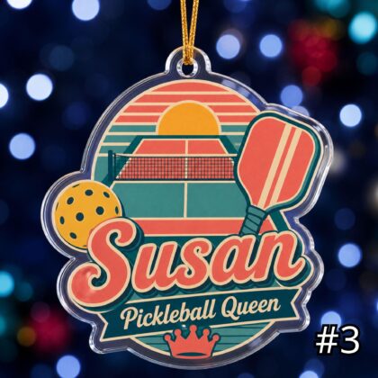 Personalized Pickleball Player Acrylic Ornament – Custom Name Paddle Ball Sports Gift - Image 3