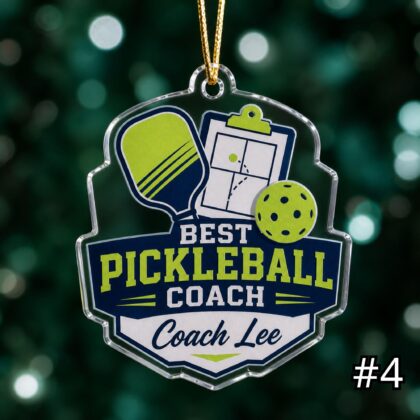 Personalized Pickleball Coach Mom Acrylic Ornament – Custom Name Paddle Ball Sports Family Gift - Image 4