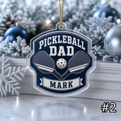 Alternative view of Personalized Pickleball Coach Mom Acrylic Ornament – Custom Name Paddle Ball Sports Family Gift