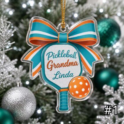 Personalized Pickleball Coach Mom Acrylic Ornament – Custom Name Paddle Ball Sports Family Gift