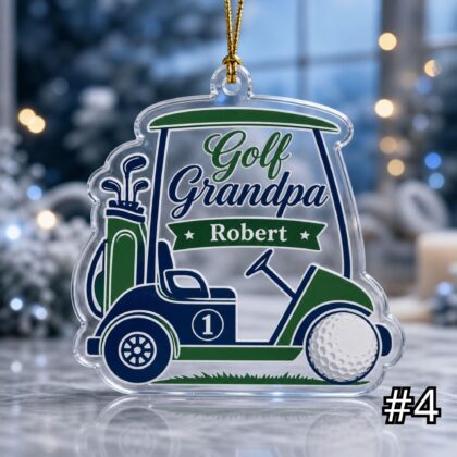Personalized Golf Dad Grandpa Acrylic Ornament – Custom Name Golfer Gift - Image 4
