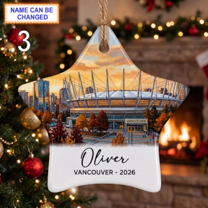 Vancouver Stadium Ornament – Personalized Glossy Ceramic Ornament - Image 3