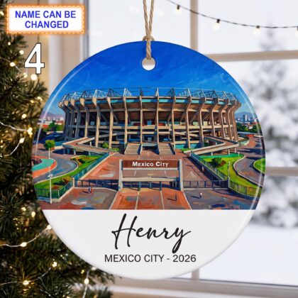 Mexico City Stadium Ornament – Personalized Glossy Ceramic Ornament - Image 4