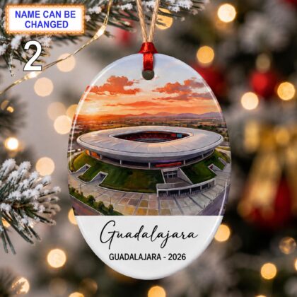 Alternative view of Guadalajara Stadium Ornament – Personalized Glossy Ceramic Ornament