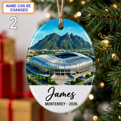Alternative view of Monterrey Stadium Ornament – Personalized Glossy Ceramic Ornament