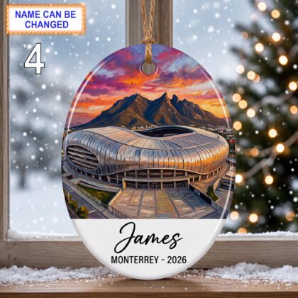 Monterrey Stadium Ornament – Personalized Glossy Ceramic Ornament - Image 4