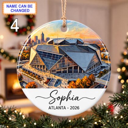 Atlanta Stadium Ornament – Personalized Glossy Ceramic Ornament - Image 4
