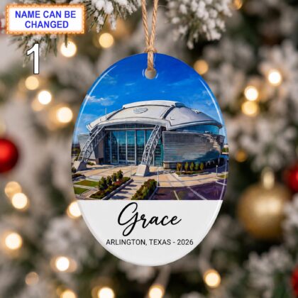 Arlington Stadium Ornament – Personalized Glossy Ceramic Ornament