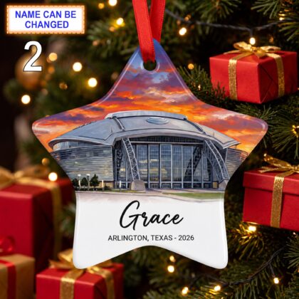 Alternative view of Arlington Stadium Ornament – Personalized Glossy Ceramic Ornament