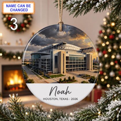 Houston Stadium Ornament – Personalized Glossy Ceramic Ornament - Image 3