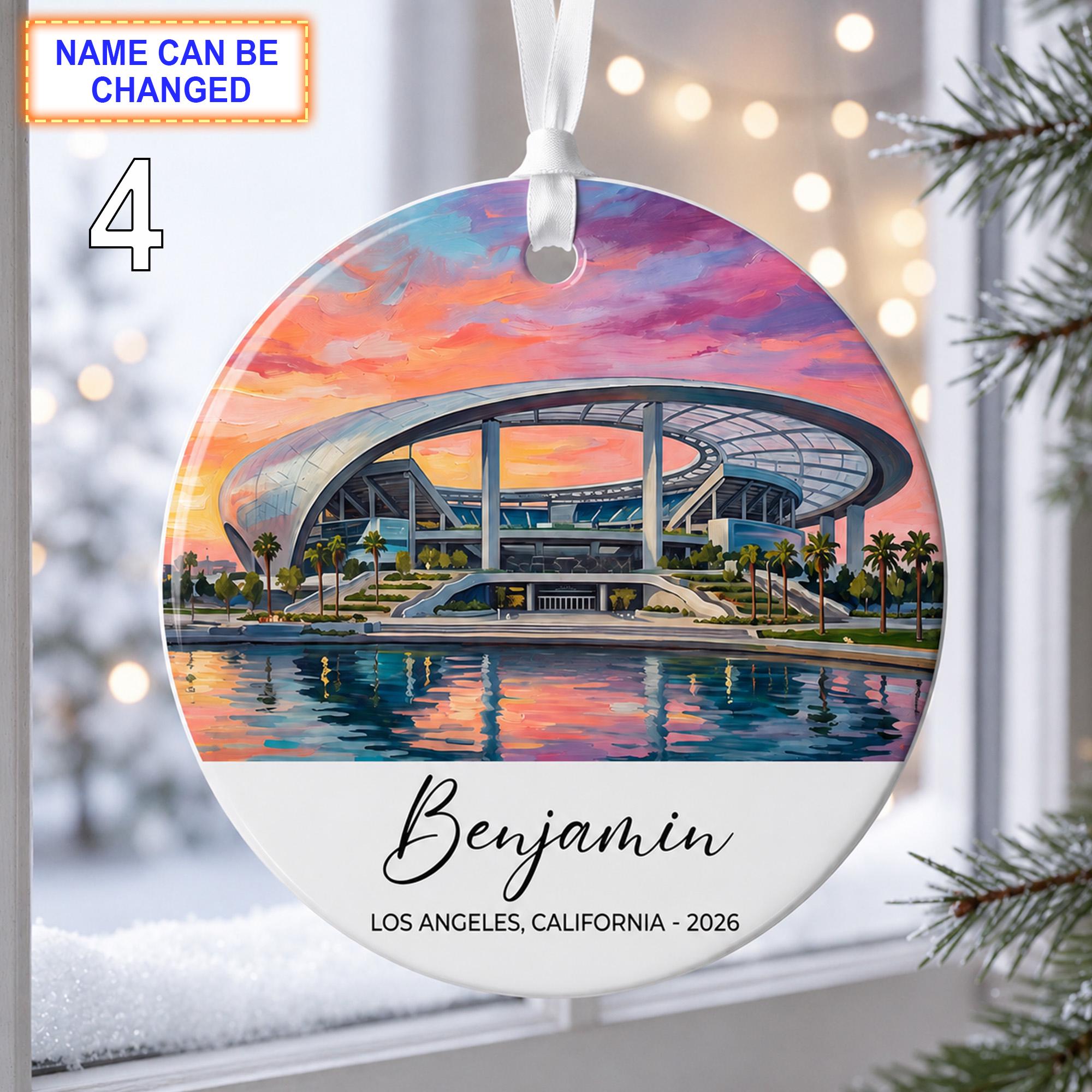 Los Angeles Stadium Ornament – Personalized Glossy Ceramic Ornament - Image 4