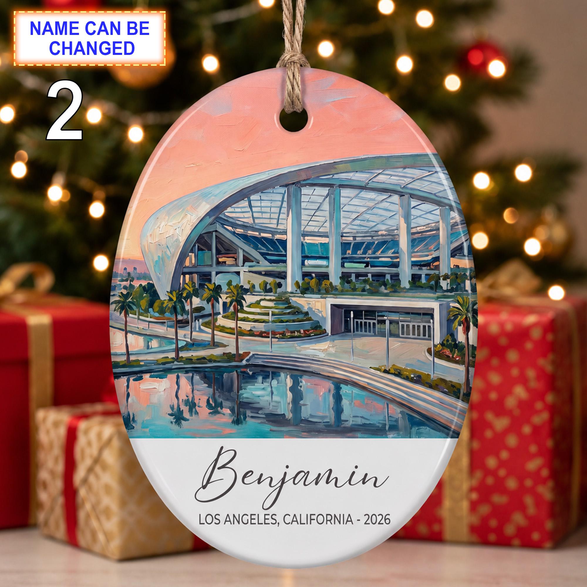 Los Angeles Stadium Ornament – Personalized Glossy Ceramic Ornament - Image 2