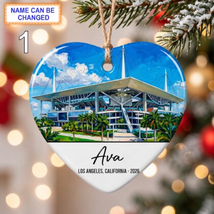 Alternative view of Miami Stadium Ornament – Personalized Glossy Ceramic Ornament