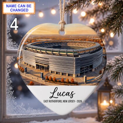 East Rutherford Stadium Ornament – Personalized Glossy Ceramic Ornament - Image 4