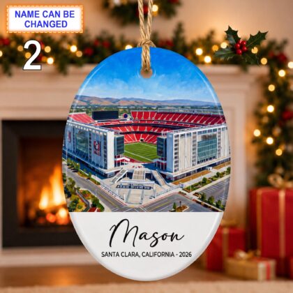 Alternative view of Santa Clara Stadium Ornament – Personalized Glossy Ceramic Ornament