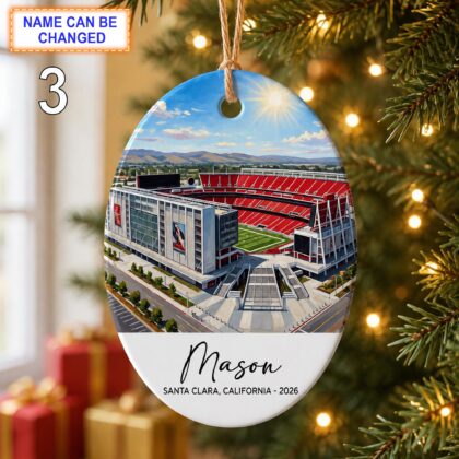 Santa Clara Stadium Ornament – Personalized Glossy Ceramic Ornament - Image 3