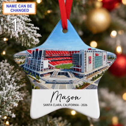 Santa Clara Stadium Ornament – Personalized Glossy Ceramic Ornament