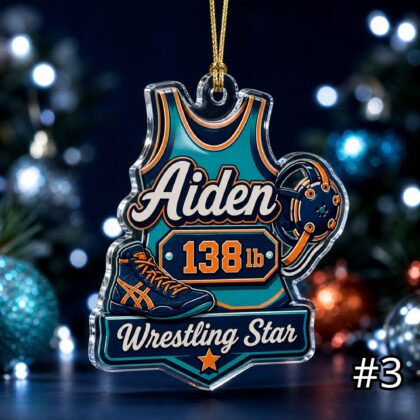 Personalized Wrestling Player Acrylic Ornament – Custom Name Weight Class Sports Gift - Image 3