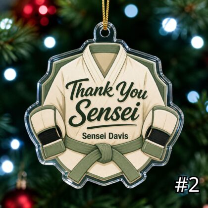 Alternative view of Personalized Karate Sensei Coach Acrylic Ornament – Custom Name Best Sensei Gift