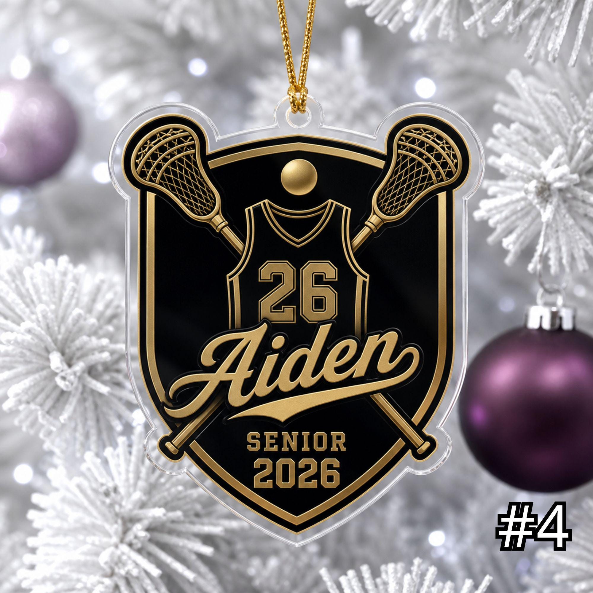 Personalized Lacrosse Player Acrylic Ornament – Custom Name Number Jersey Sports Gift for Kids - Image 4