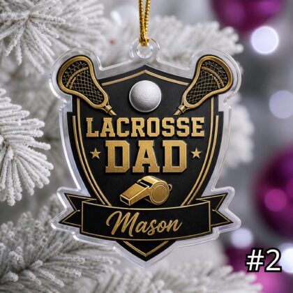 Alternative view of Personalized Lacrosse Mom Coach Acrylic Ornament – Custom Name Sports Family Gift