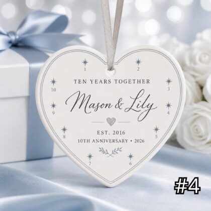 Personalized 10th Anniversary Ornament – Tin Wedding Anniversary Gift - Image 4
