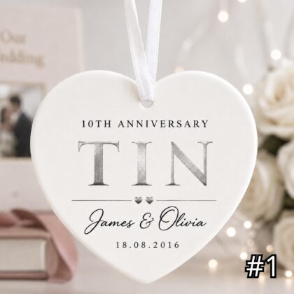 Personalized 10th Anniversary Ornament – Tin Wedding Anniversary Gift
