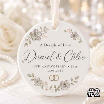 Alternative view of Personalized 10th Anniversary Ornament – Tin Wedding Anniversary Gift