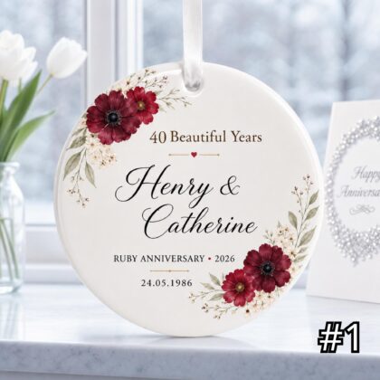 Personalized 40th Anniversary Ornament – Ruby Wedding Anniversary Gift