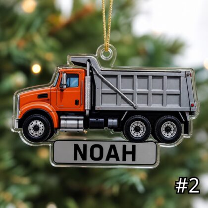 Personalized Dump Truck Ornament – Construction Vehicle Christmas Ornament - Image 2