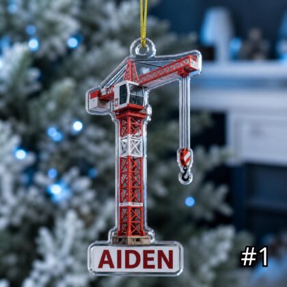 Personalized Crane Truck Ornament – Construction Vehicle Christmas Ornament