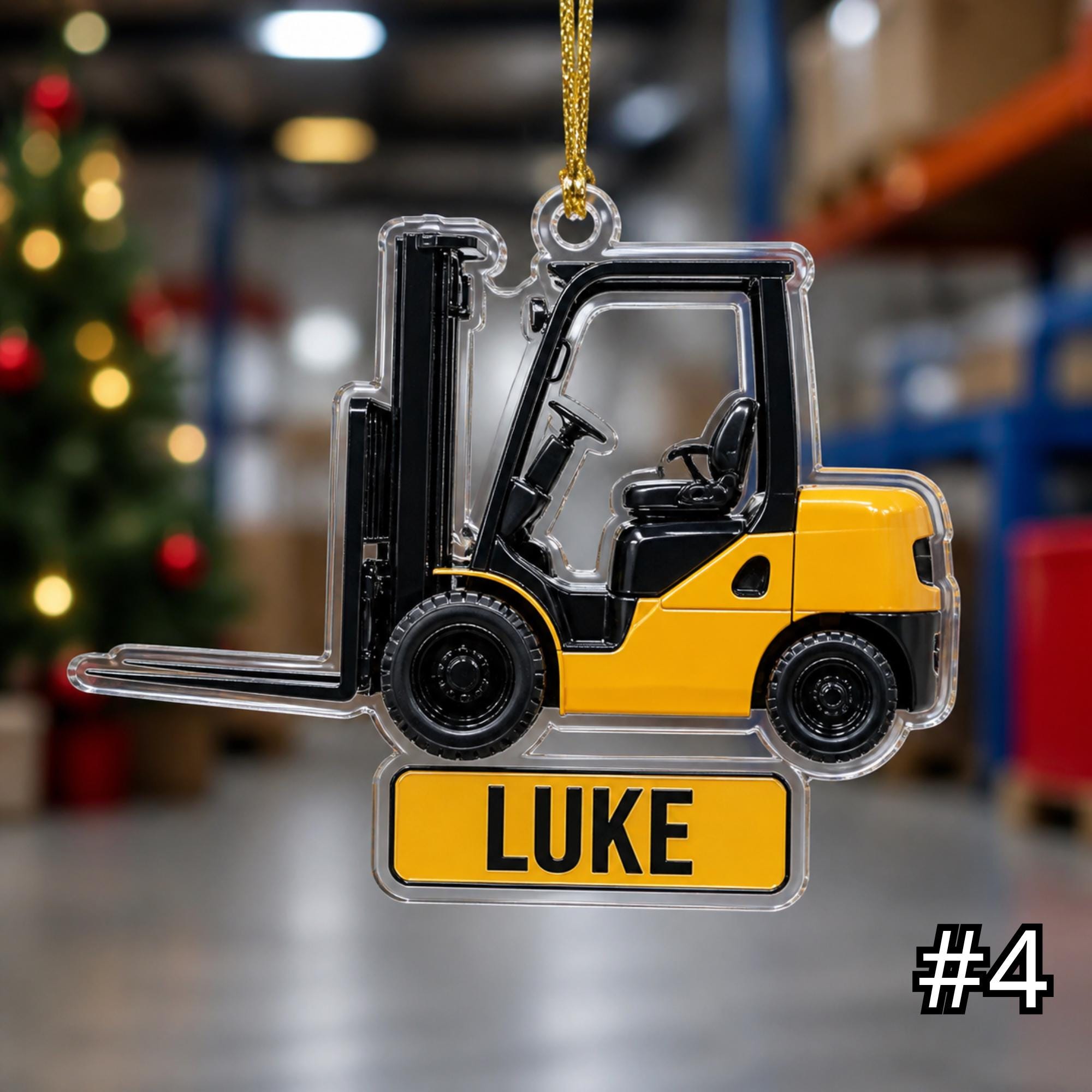 Personalized Forklift Ornament – Construction Vehicle Christmas Ornament - Image 4