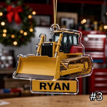 Personalized Bulldozer Ornament – Construction Vehicle Christmas Ornament - Image 3