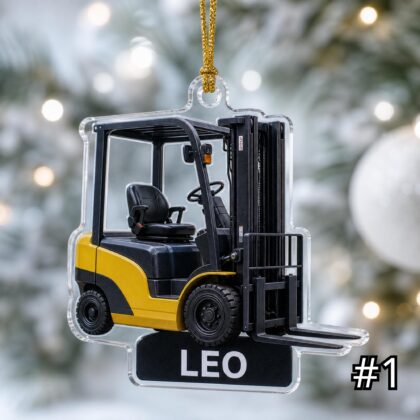 Personalized Forklift Ornament – Construction Vehicle Christmas Ornament