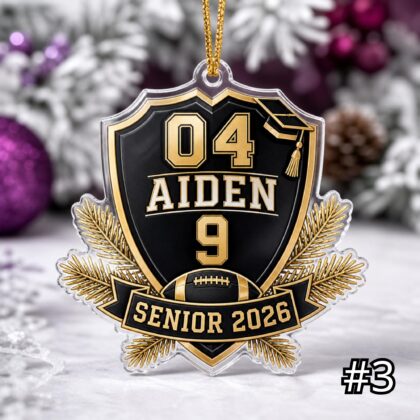 Personalized Senior Football Acrylic Ornament – Custom Name Number Class of 2026 Sports Jersey Keepsake Tree - Image 3