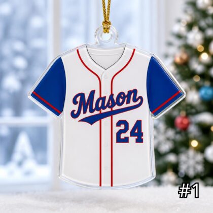 Personalized Baseball Player Acrylic Ornament – Custom Name Number Jersey Sports Gift for Kids
