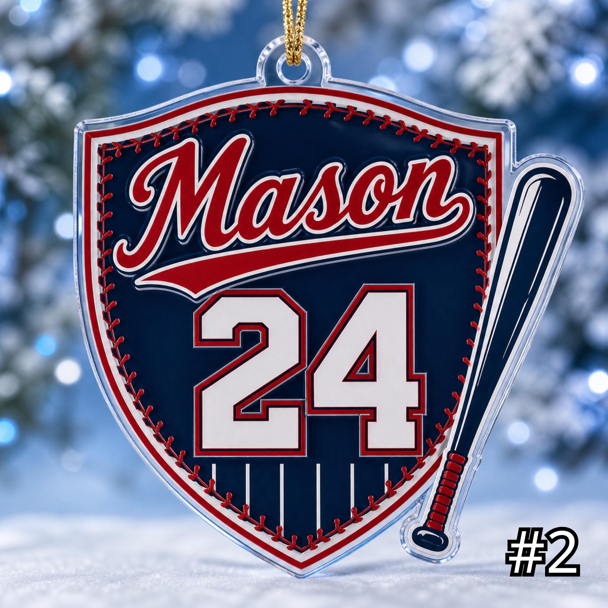 Personalized Baseball Player Acrylic Ornament – Custom Name Number Jersey Sports Gift for Kids - Image 2