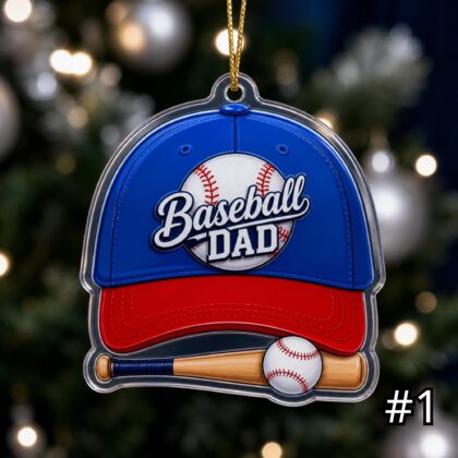 Personalized Baseball Mom Dad Acrylic Ornament – Custom Name Sports Family Gift