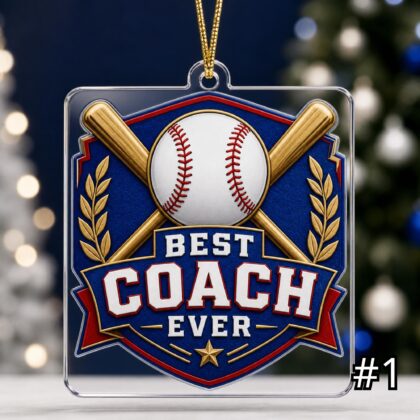 Personalized Baseball Coach Acrylic Ornament – Custom Name Best Coach Gift