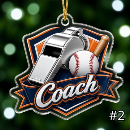 Alternative view of Personalized Baseball Coach Acrylic Ornament – Custom Name Best Coach Gift