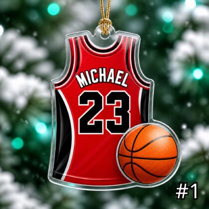 Personalized Basketball Player Acrylic Ornament – Custom Name Number Jersey Sports Gift for Kids