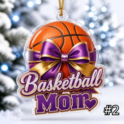 Alternative view of Personalized Basketball Mom Dad Acrylic Ornament – Custom Name Sports Family Gift