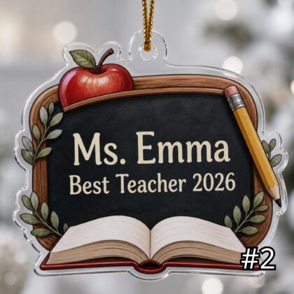 Alternative view of Personalized Teacher Ornament Acrylic Christmas Gift 2026