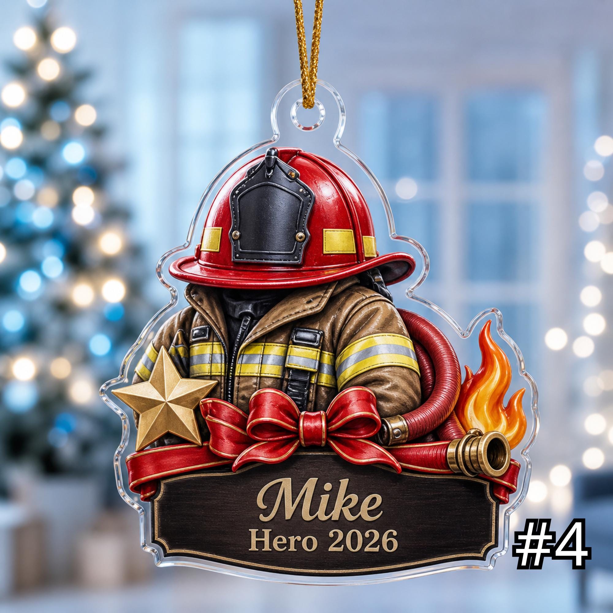 Personalized Firefighter Ornament Acrylic Christmas Gift 2026 - Image 4