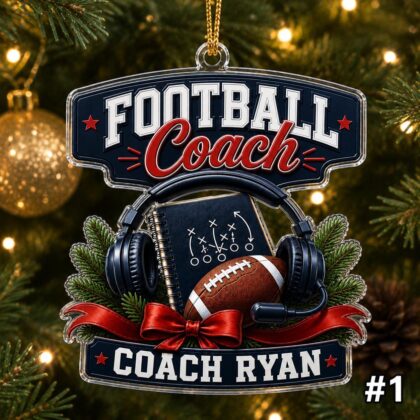 Personalized FootballCoach Acrylic Ornament – Custom Name Best Coach Gift
