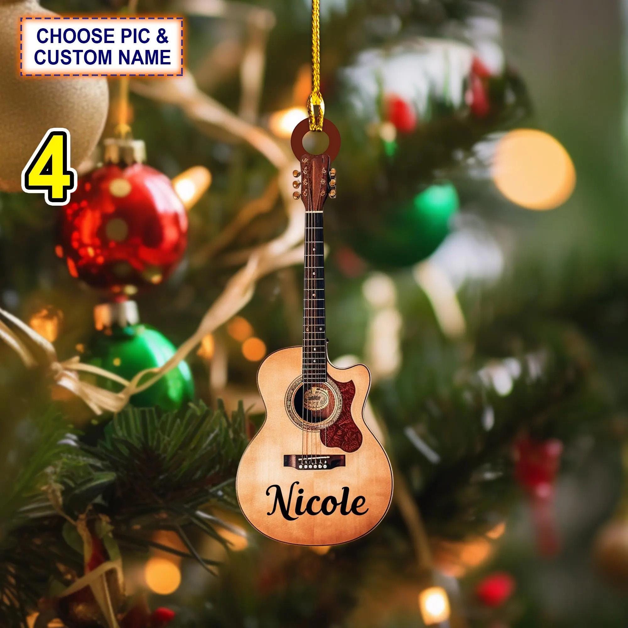 Custom Name Classic Guitar Christmas Ornament – Christmas Tree Hanging Decor - Image 4