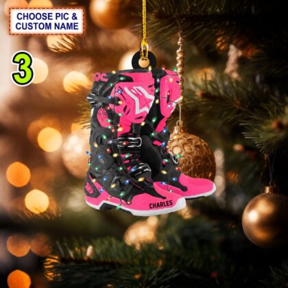 Custom Name Motocross Shoes With Christmas Light Christmas Ornament - Image 3