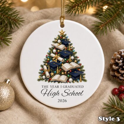 Personalized Graduation Christmas Ornament – Custom Name Ceramic High School Grad Tree Keepsake - Image 3