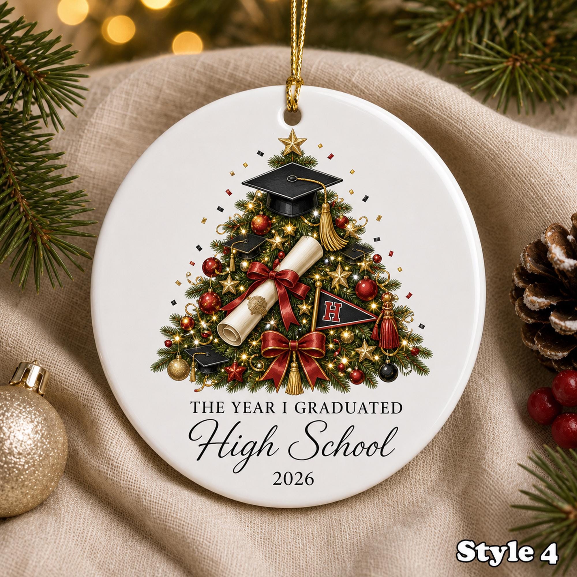Personalized Graduation Christmas Ornament – Custom Name Ceramic High School Grad Tree Keepsake - Image 4