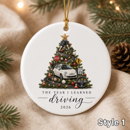 Alternative view of Personalized Driving Christmas Ornament – Custom Name Ceramic New Driver Tree Keepsake